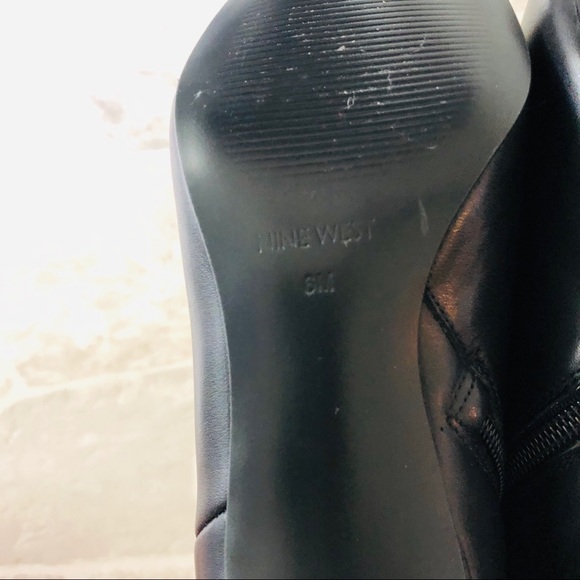 NWOT NINE West black genuine leather studded pointed heeled ankle boots size 6 - Picture 6 of 11